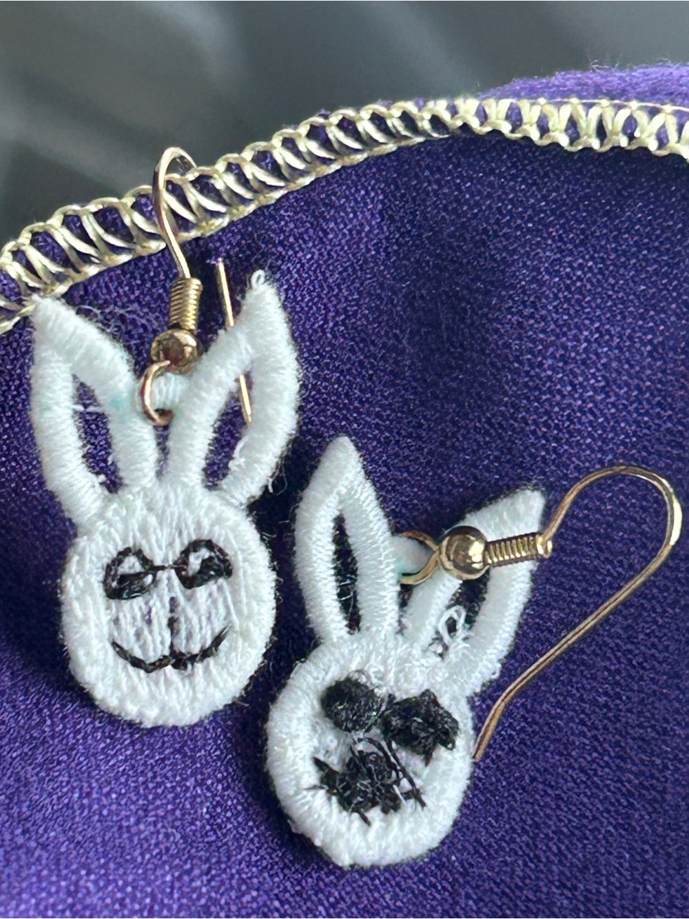 FSL Lace Earrings - White Bunny Dangle Earrings NEW Whimsical Rabbit Style!